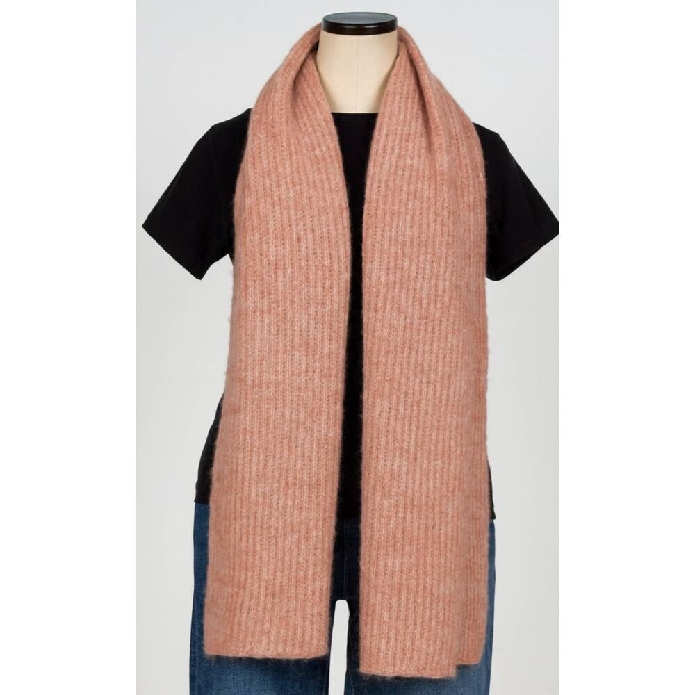 Zara womens oversized salmon pink long ribbed scarf soft